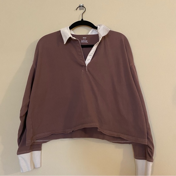 Aerie Pink Rugby Polo Long Sleeve L - Picture 2 of 7